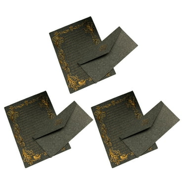 Mosey 3Pcs Kraft Paper Envelopes with Clear Stripe Line Smooth Reliable Writing Vintage Style Invitations Elegant Wedding Stationery Set