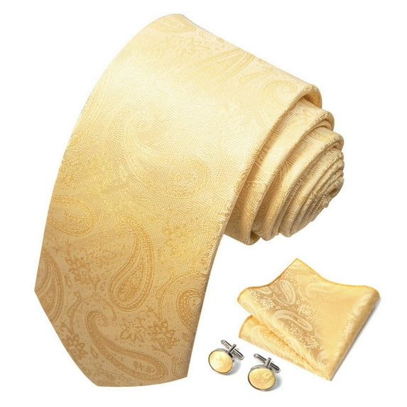 Mosey 3Pcs/Set Men Solid Color Jacquard Design Tie Pocket Scarf Cufflinks Set Vibrant Color Wedding Work Holiday Party Suit Accessories