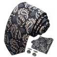 thumbnail image 1 of Mosey 3Pcs/Set Men Solid Color Jacquard Design Tie Pocket Scarf Cufflinks Set Vibrant Color Wedding Work Holiday Party Suit Accessories, 1 of 8