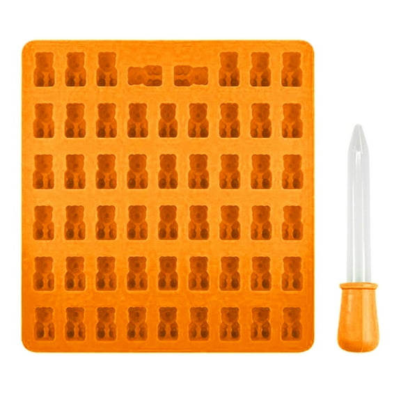Mosey 53 Cavities Silicone Gummy Mold BPA Free Nonstick Food Grade Teddy Bear Candy Mold with Dropper Jelly Mold Chocolate Mold