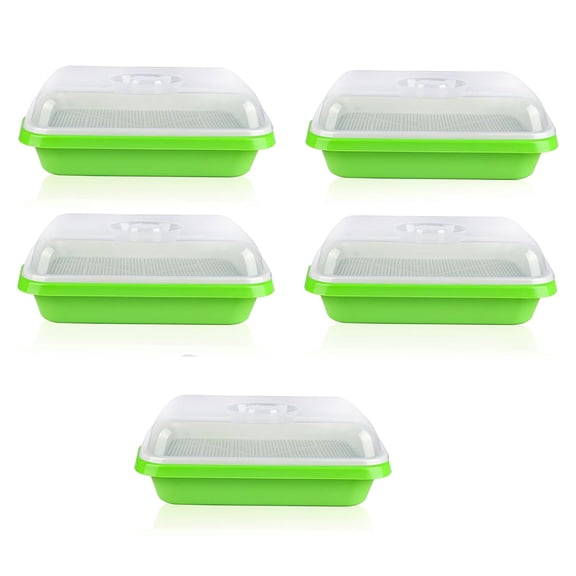 Mosey 5Pcs Plant Sprouter Tray with Drain Holes BPA Free Garden Soil-Free Hydroponic Young Plant Propagation Wheatgrass Microgreens Germination Growing Kit