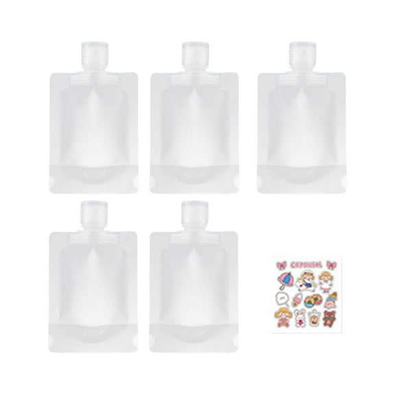 Mosey 5Pcs Travel Sub-Bottling Set Packing Bags Transparent Leakproof No Odor Disposable Shampoo Body Wash Face Cream Lotion Storage Bag Portable Cosmetic Empty Refillable Bags