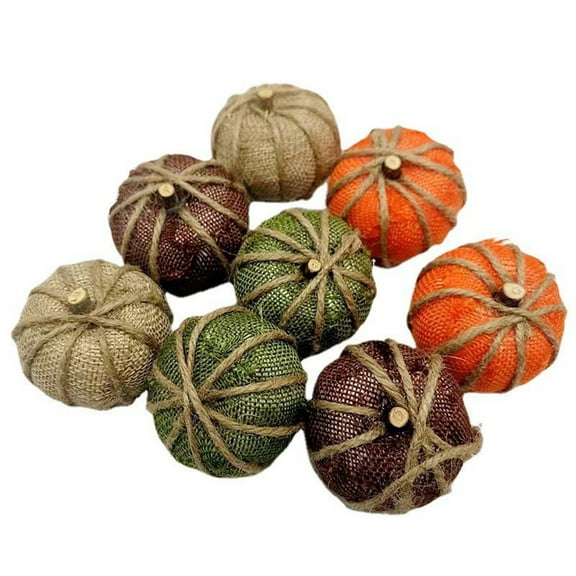 Mosey 8/16Pcs/Set Halloween Artificial Pumpkin Burlap Black White Plaid Pumpkin Thanksgiving Autumn Festival Small Simulation Foam Pumpkin Home Supplies