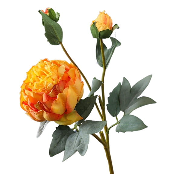 Mosey Artificial Flower Realistic Long Stem 3-Head Table Centerpiece Peony Silk Flower for Dining Room