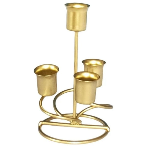 Mosey Candlestick European Style Geometric 4 Arms Iron Art Vintage Pillar Long Candle Holder Decor Home Supplies