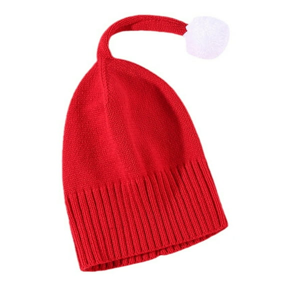 Mosey Children Santa Hat Plush Ball Decor High Elasticity Anti-slip Warm Cold Resistant Knitted Unisex Baby Girls Baby Boys Parent-child Winter Cap