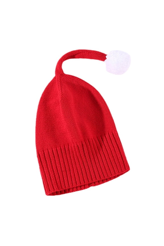 Children Santa Hat Plush Ball Decor High Elasticity Anti-slip Warm Cold Resistant Knitted Unisex Baby Girls Baby Boys Parent-child Winter Cap
