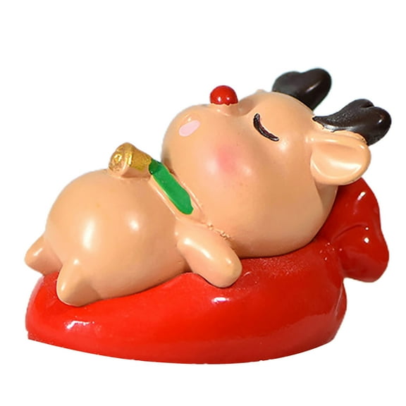 Mosey Christmas Figurines Vintage Style Ornamental Snowman Elk Decor Fairy Garden Decor Snow Landscape Model Ornaments for Xmas Tree