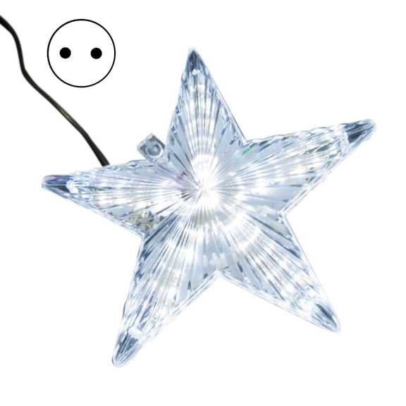 Mosey Christmas Tree Topper Star with LED Light Creative Shape Plug-Play IP65 Waterproof Glowing Five-Pointed Star Xmas Tree Ornament