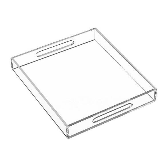 Mosey Clear Acrylic Serving Tray with Handle for Organizing, Home Decor, Entertaining, Coffee Table, Desset Table