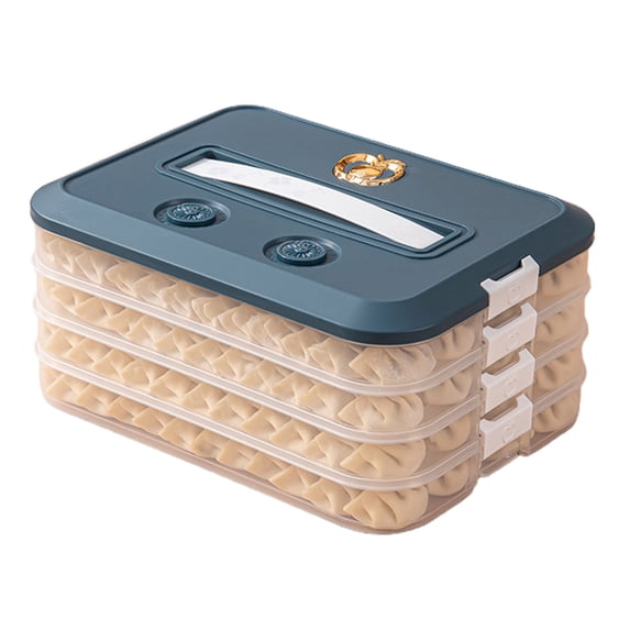 Mosey Dumpling Storage Box Multi-layers Large Capacity Portable Handle Airtight Lid Non-sticky Refrigerator Food Wonton Container Holder Organizer Kitchen Supplies