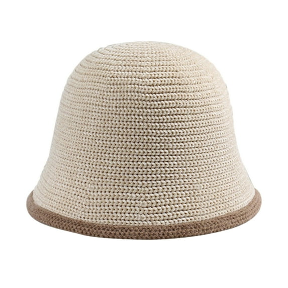 Mosey Fall Winter Knitted Bucket Hat Simple Fashion Low Profile Soft Thickened Warm Cotton Women Girls Knitting Fisherman Cap