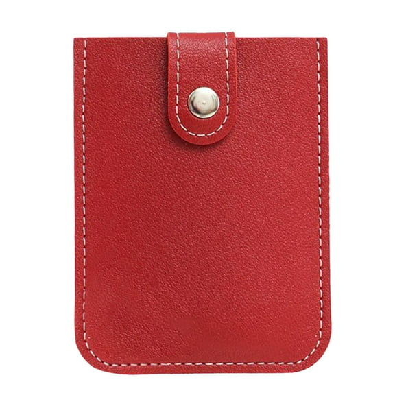 Mosey Faux Leather Card Holder Large Capacity Pull-out 6 Slots Solid Color Button Slim Minimalist Portable Business Card Bank Card Driver License Organizer Storage Bag