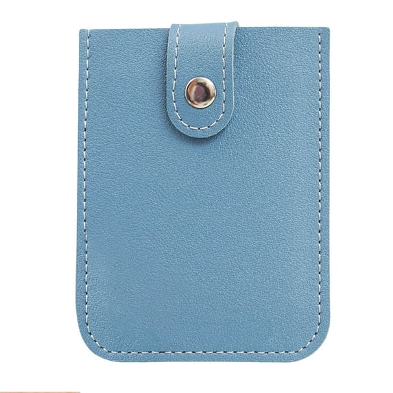 Mosey Faux Leather Card Holder Large Capacity Pull-out 6 Slots Solid Color Button Slim Minimalist Portable Business Card Bank Card Driver License Organizer Storage Bag