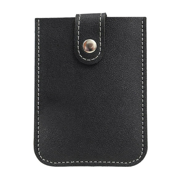 Mosey Faux Leather Card Holder Large Capacity Pull-out 6 Slots Solid Color Button Slim Minimalist Portable Business Card Bank Card Driver License Organizer Storage Bag