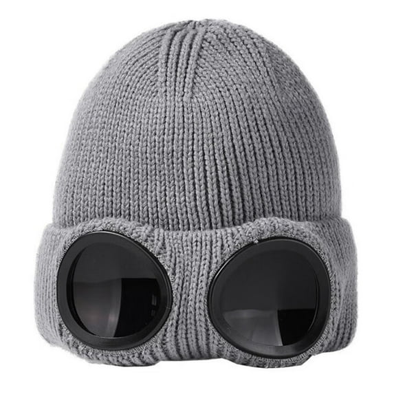 Mosey Glasses Knitted Hat Unisex Bomber Hat Solid Color Elastic Soft Warm Anti-slip Regular Fit Ear Protection Windproof Decorative Winter Beanie Headwear
