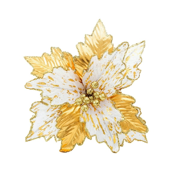 Mosey Golden Christmas Flower Indoor Outdoor Decor Realistic Design Fade-resistant Artificial Flower Xmas Supply
