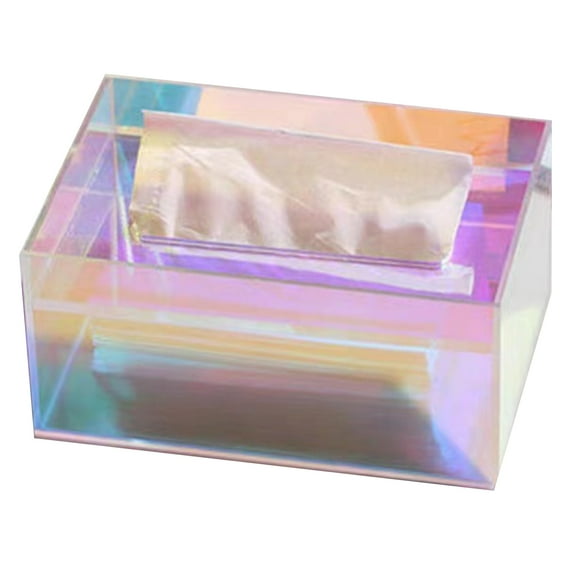 Mosey Iridescent Acrylic Storage Box with Hollow Handle Heavy Duty Multi-functional Large Capacity Desktop Makeup Tray Basket Organizer Tissue Holder