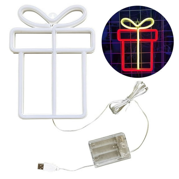Mosey LED Gift Box Neon Lights Vibrant Colors Easy to Use Create Atmosphere Christmas Day Decoration Colourful Lights