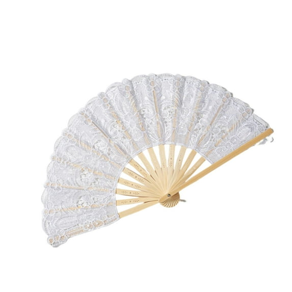Mosey Lace Folding Fan with Tassel Hollow Ribs Vintage European Dance Performance Party Photo Props Portable Summer Hand Held Fan Women Girls Gift