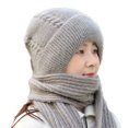 thumbnail image 1 of Mosey Ladies Winter Hat Knitted Thick Solid Color Double-layered Windproof Warm Soft Ear Protection Elastic Anti-slip Beanie Scarf Combo Women Cap, 1 of 8