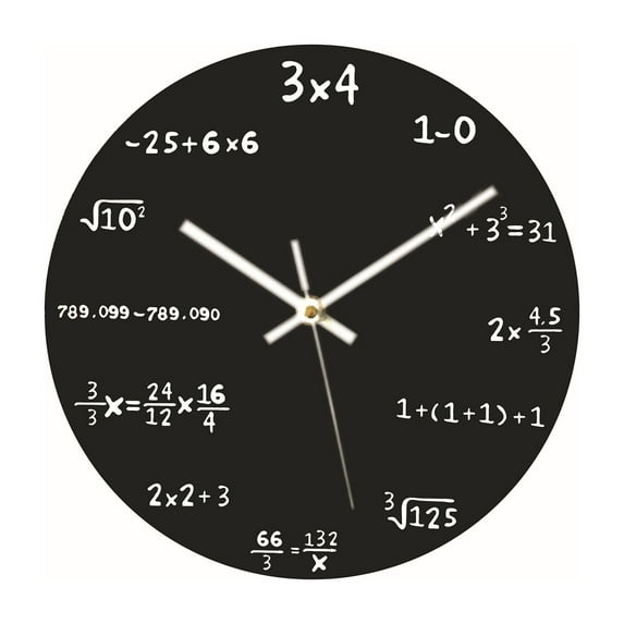 Mosey Math Wall Clock Silent Non-Ticking Quartz Movement with Hanging Hook Wooden Clock for Classroom Home Decoration