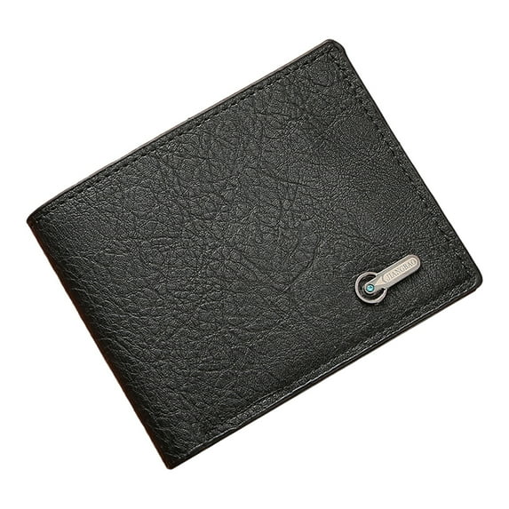 Mosey Men Wallet Faux Leather Solid Color Vintage Large Capacity Multi Pockets Portable Foldable Coin Changes Storage Purse Card Holder Business Gift