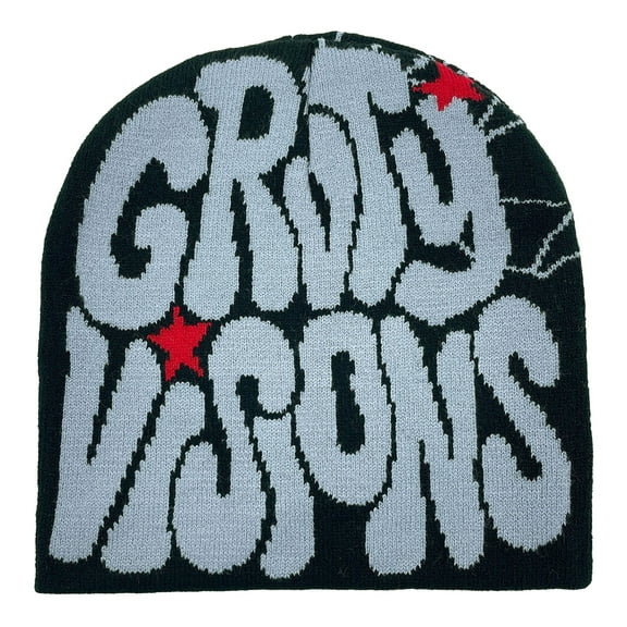 Mosey Men Women Knitting Beanie Hat Letter Jacquard Print Hip Hop Style Warm Winter Elastic Knitting Hat Streetwear