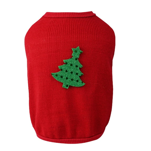 Mosey Pet Christmas Vest Cartoon Christmas Elements Soft Washable Breathable Sleeveless Round Neck Christmas Tree Warm Dog Vest Pet Clothes