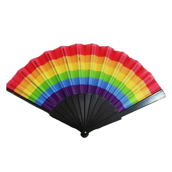 Mosey Rainbow Folding Fan Bright Color Lightweight Compact Size Colorful Hand Folding Fan Party Decoration