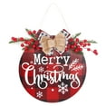 thumbnail image 1 of Mosey Welcome Doorplate Plaid Base Vintage Style Bow-know Decor Blessing Print Christmas Wooden Door Plate for Home, 1 of 7