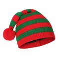 thumbnail image 1 of Mosey Winter Santa Hat Knitted Striped Print Color Matching Plush Ball High Elasticity Anti-slip Unisex Ear Protection Cold Resistant Christmas Cap Beanie, 1 of 8