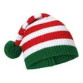 thumbnail image 1 of Mosey Winter Santa Hat Knitted Striped Print Color Matching Plush Ball High Elasticity Anti-slip Unisex Ear Protection Cold Resistant Christmas Cap Beanie, 1 of 8