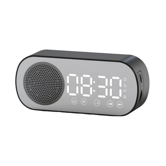 Mosey Wireless Speaker High Fidelity Multifunctional Rechargeable Bluetooth5.0 Stereo Speaker Clock Dual Alarm for Home