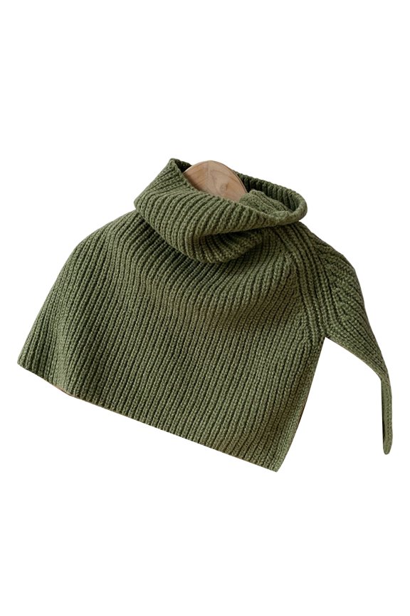Women Knitted Snood Scarf Solid Color High Collar Korean Style Autumn Winter Windproof Split Shawl Wrap for Outdoor