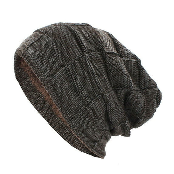 Mosey Women Men Winter Warm Beanie Hat Adult Unisex Outdoor Thickened Fleece Lining Color Matching Knitted Beanies