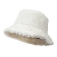 thumbnail image 1 of Mosey Women Winter Hat Thick Soft Solid Color Flat Top Wide Brim Plush Windproof Cold Resistant Lady Fisherman Hat Lady Bucklet Cap, 1 of 8