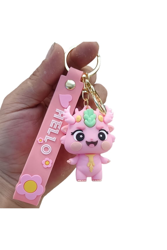 Year of 2024 Mascot Dragon Keychain Cute 3D Dragon Figurine Hanging Ornament Cartoon Animal Keyring Charm Backpack Decoration New Year Gift