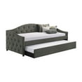 thumbnail image 1 of Mosh Twin Size Daybed with Trundle Camelback Gray Fabric Upholstered, 1 of 5