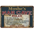thumbnail image 1 of Moshe's Man Cave Rules Chic Rustic Green Sign Home 8 x 12 Matte Finish Metal 108120049325, 1 of 1