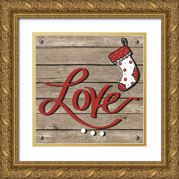 Mosher, Deidre 15x15 Gold Ornate Wood Framed with Double Matting Museum Art Print Titled - Holiday Feelings on Wood II