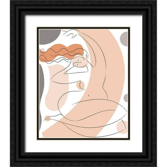 Mosher, Deidre 15x17 Black Ornate Wood Framed with Double Matting Museum Art Print Titled - Elegant Line Drawing I