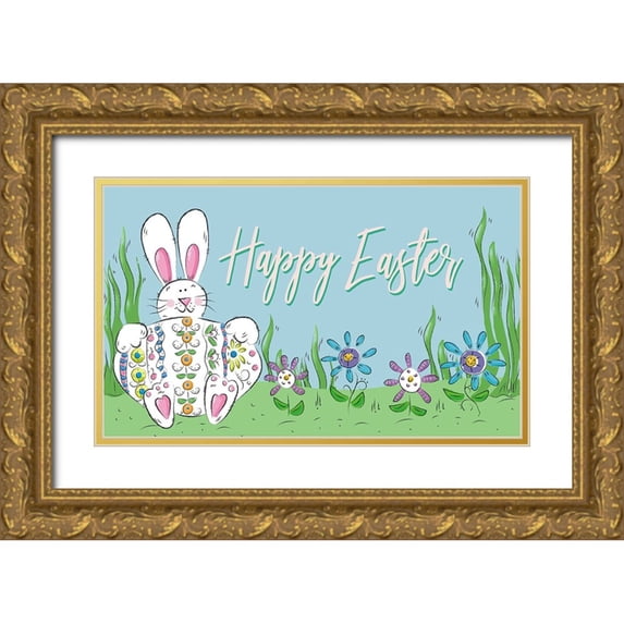 Mosher, Deidre 24x16 Gold Ornate Wood Framed with Double Matting Museum Art Print Titled - Happy Easter (rectangle)