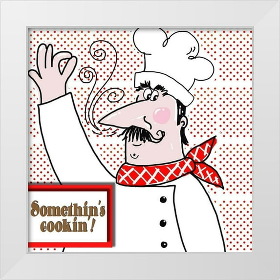 Mosher, Deidre 26x26 White Modern Wood Framed Museum Art Print Titled - Bon Appetit Chef II