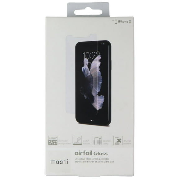 Moshi AirFoil Glass Screen Protector Clear - For LCD iPhone X - Fingerprint Resistant, Scratch Proof, Shock Proof, Smudge Proof - Tempered Glass - Clear