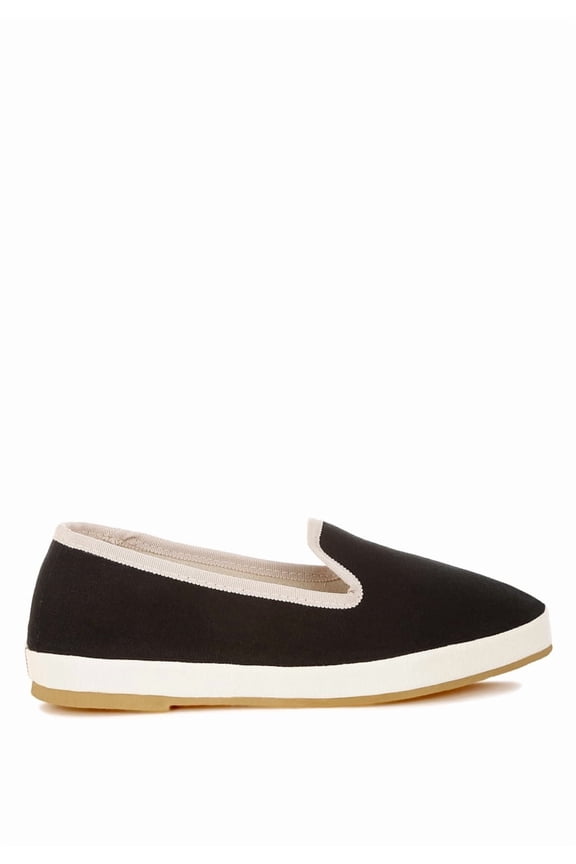 Moshka Round Toe Canvas Slip-On Womens Loafers