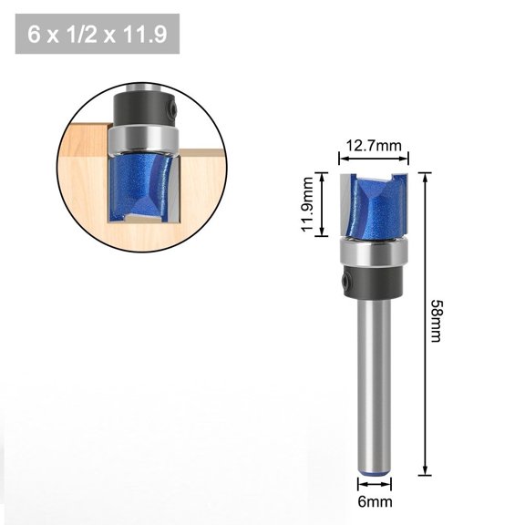 Mosiee 1/4In Shank Template Trim Hinge Mortising Router Bit Straight End Mill Trimmer Cleaning Flush Trim Tenon Cutter for Woodworking 1#