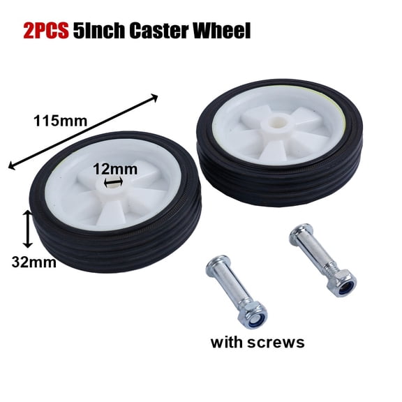 Mosiee 1 Pair Air Compressor Casters Wheels Detachable Replacement Part Heavy Duty Castor Solid Wheel5Inch /6Inch 2Pcs 5Inch Wheel