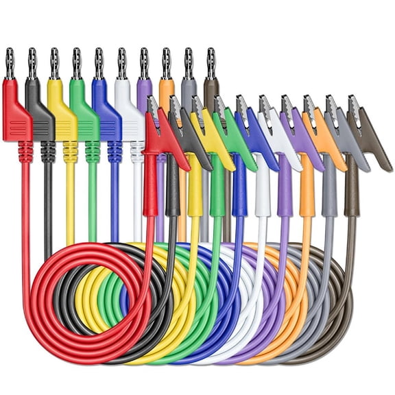 Mosiee 10 Colors Stackable Banana Connector to for ALLIGATOR Clip Test Wire Flexible