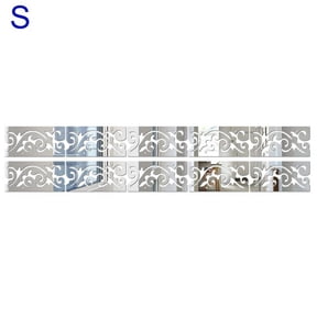Mosiee 10Pcs 3D Mirror Art Kick Line Wall Sticker Acrylic Decal Home Room Decor Wall Paint, Ceilings Non-Toxic, Non-Polluting Silver S